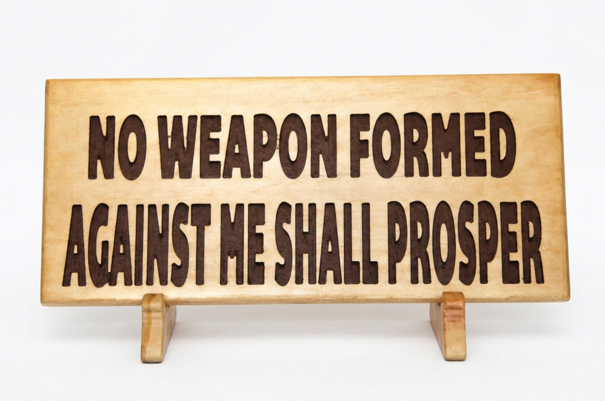 No Weapon Formed Scripture Carved Wood Sign