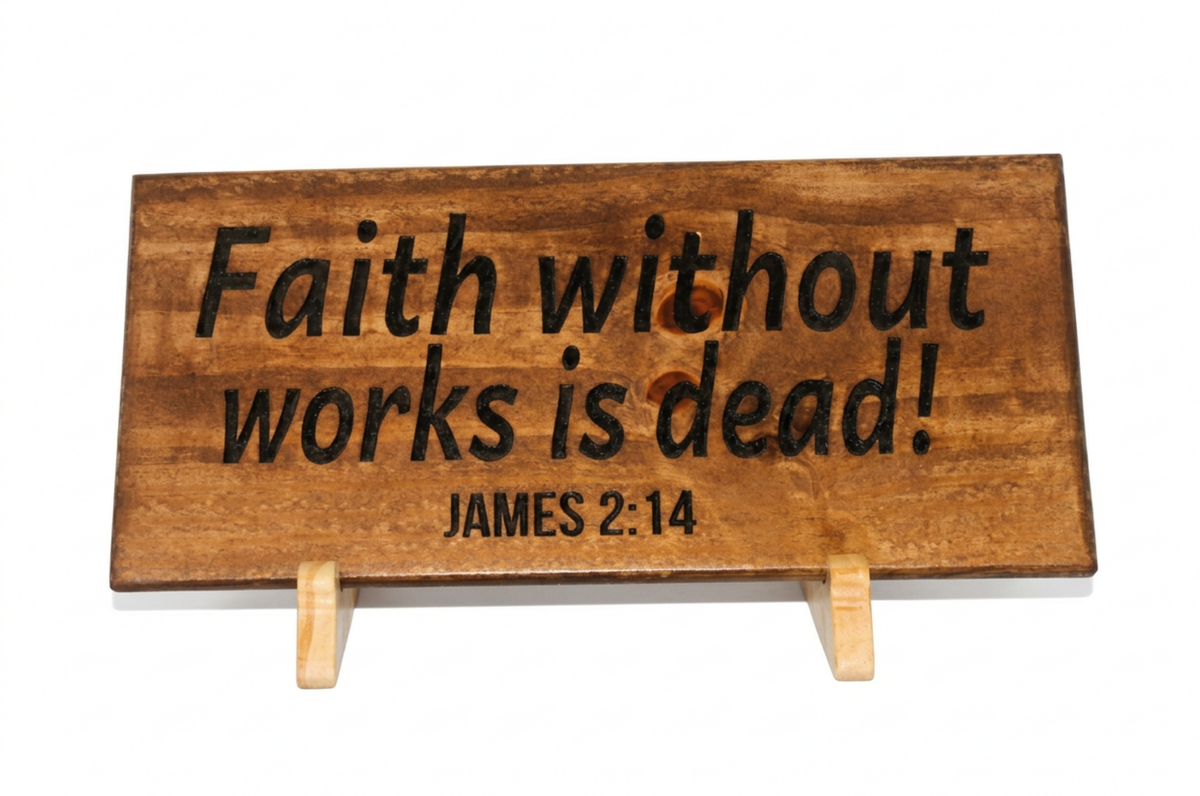 Faith Without Works James 2:14 Wood Sign