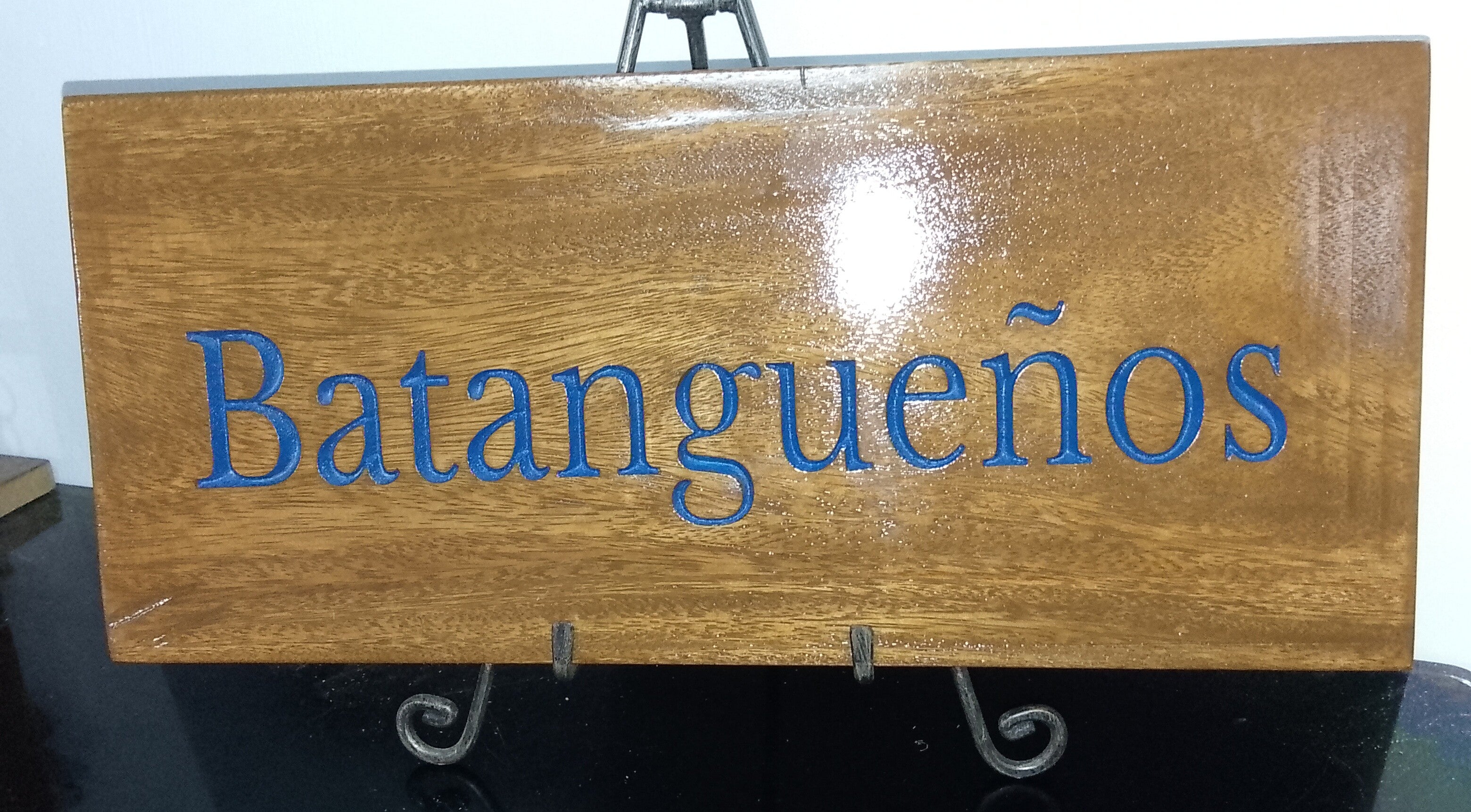 Batangueños Deep Carved Pine Wood Sign