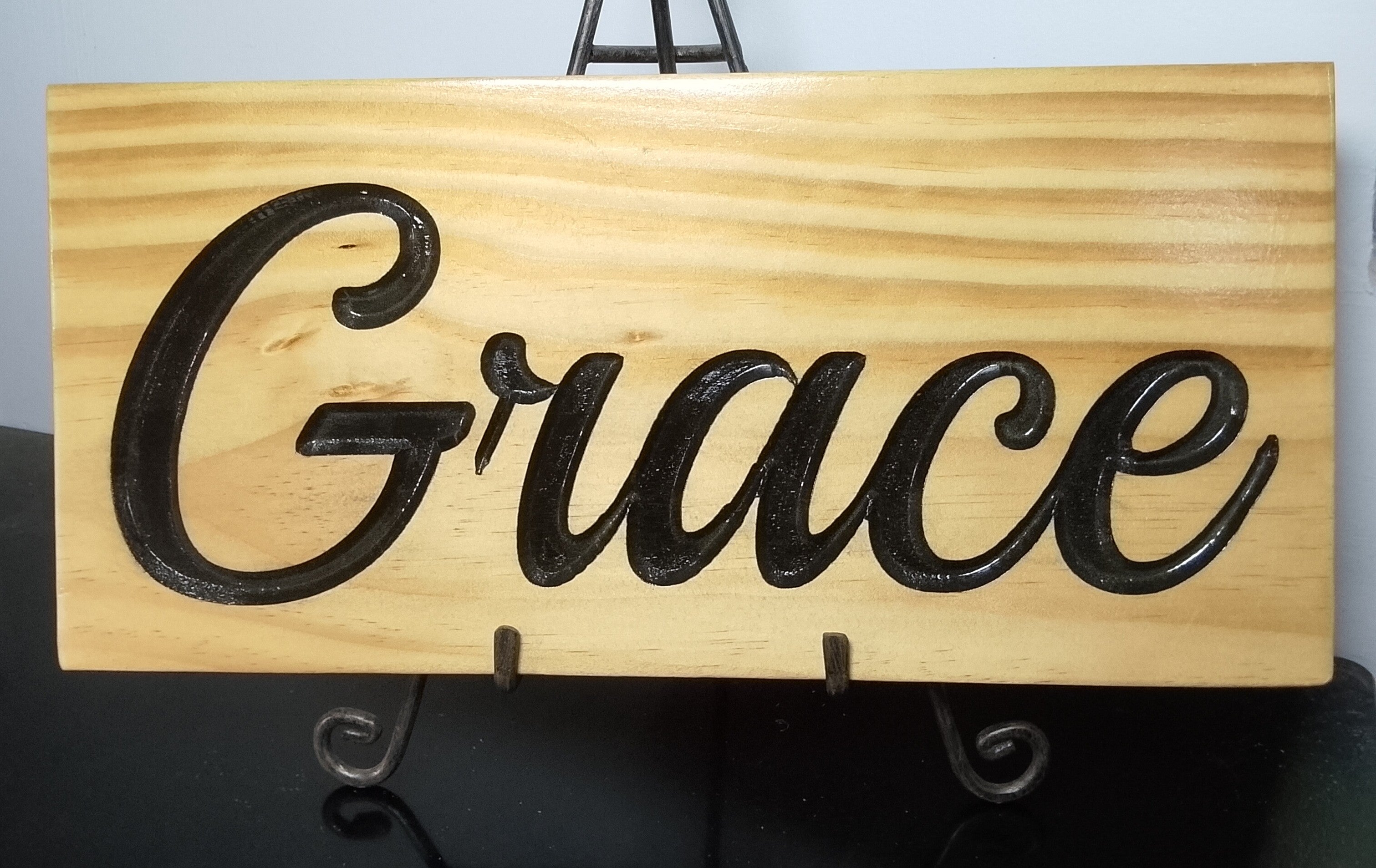 GRACE - Deep Carved Wood Rustic Sign