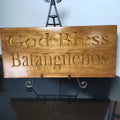 GOD BLESS BATANGUENOS - Deep Carved Wood Rustic Sign