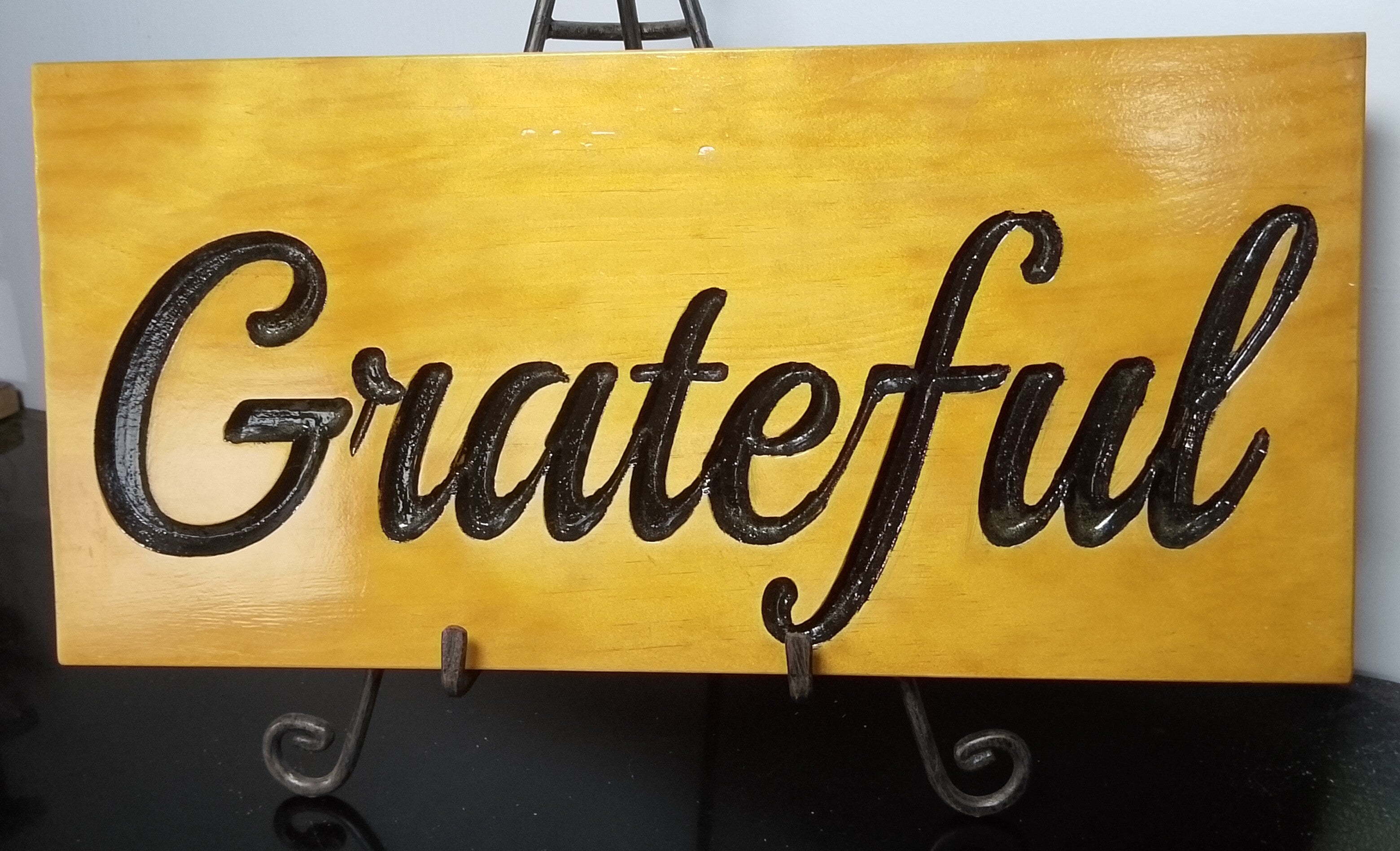 GRATEFUL- Deep Carved Wood Rustic Sign